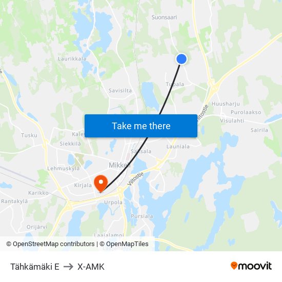 Tähkämäki  E to X-AMK map