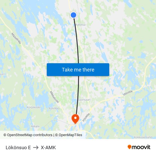 Lökönsuo  E to X-AMK map