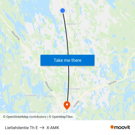 Lietlahdentie Th  E to X-AMK map