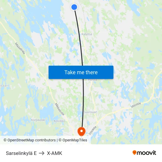 Sarselinkylä  E to X-AMK map