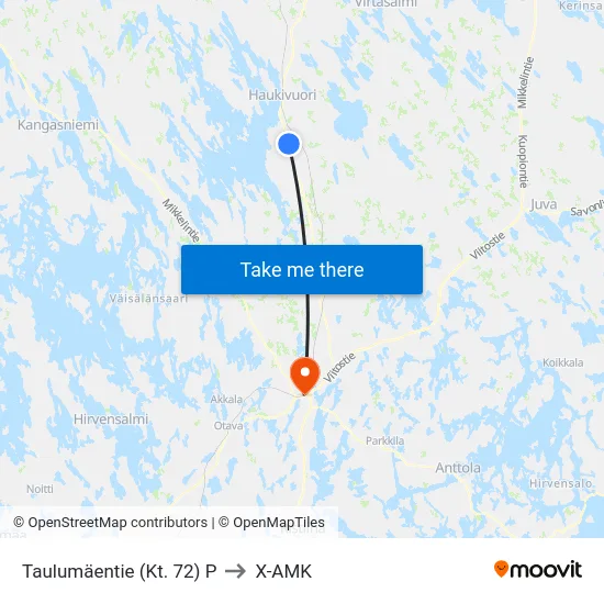 Taulumäentie (Kt. 72)  P to X-AMK map