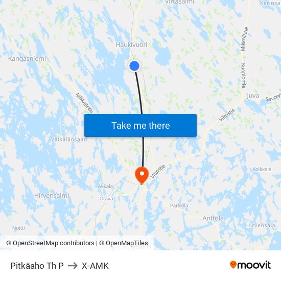 Pitkäaho Th  P to X-AMK map