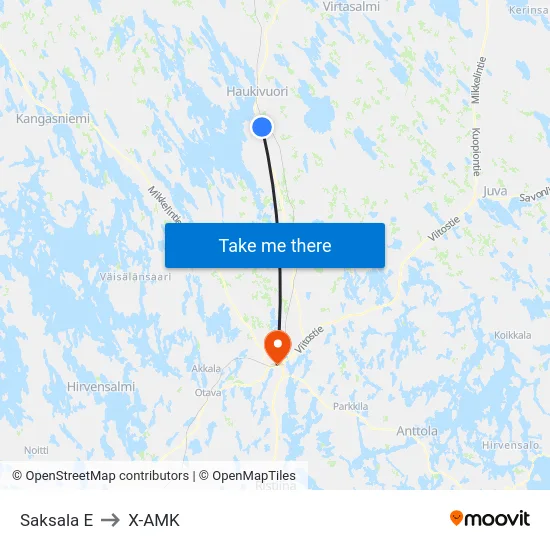 Saksala  E to X-AMK map
