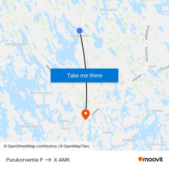 Purukorventie  P to X-AMK map