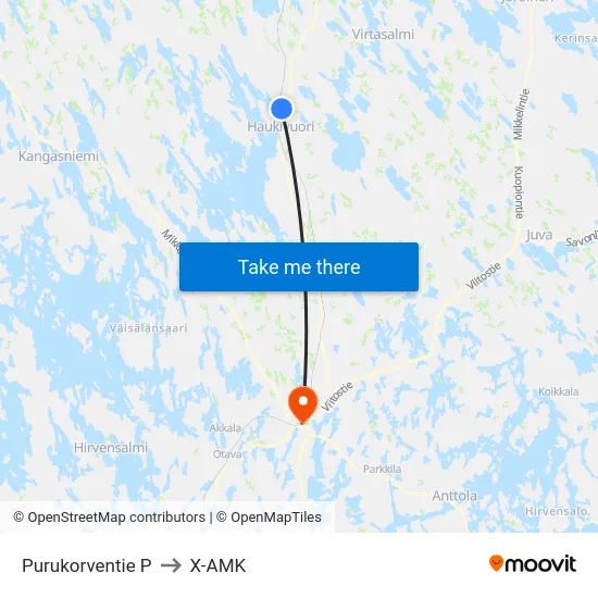 Purukorventie  P to X-AMK map