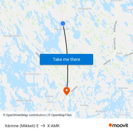 Itärinne (Mikkeli)  E to X-AMK map