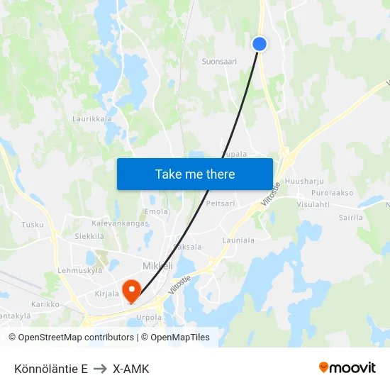 Könnöläntie  E to X-AMK map