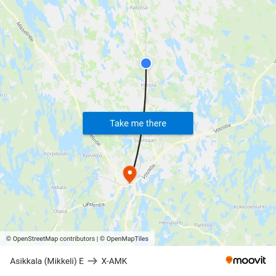 Asikkala (Mikkeli)  E to X-AMK map