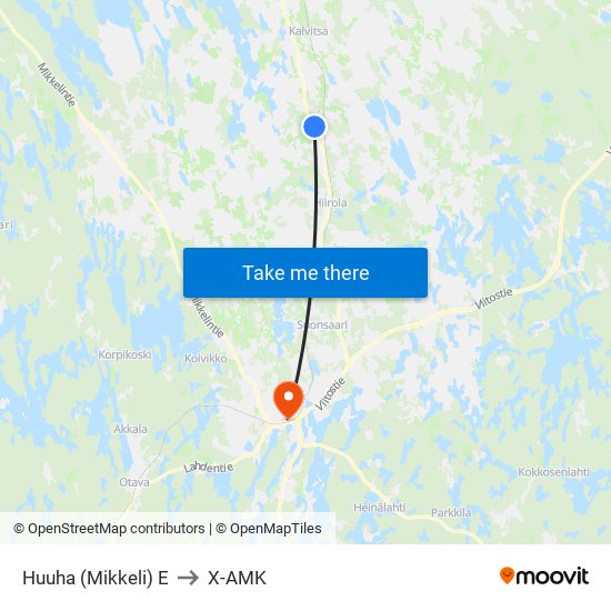 Huuha (Mikkeli)  E to X-AMK map