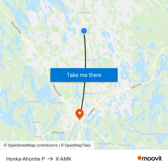 Honka-Ahontie  P to X-AMK map