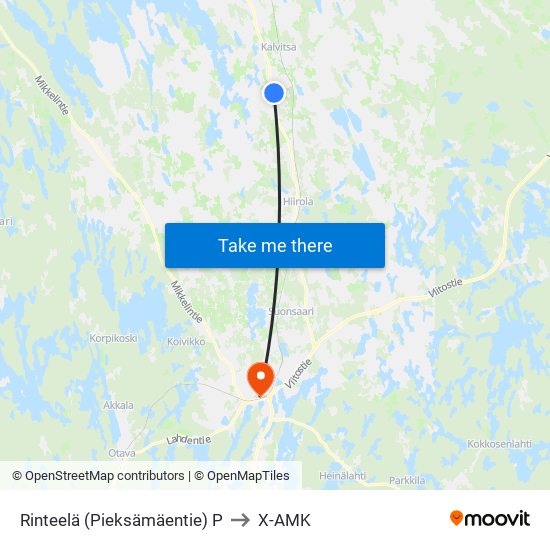 Rinteelä (Pieksämäentie)  P to X-AMK map