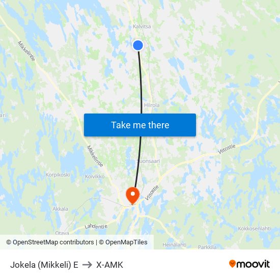 Jokela (Mikkeli)  E to X-AMK map