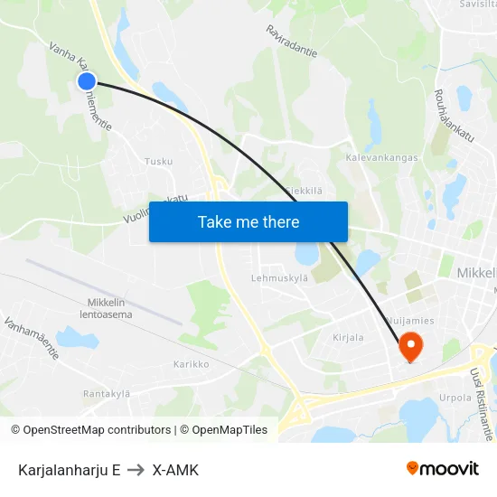 Karjalanharju  E to X-AMK map