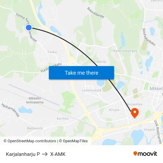 Karjalanharju  P to X-AMK map