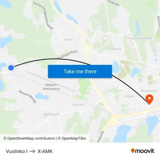 Vuolinko  I to X-AMK map