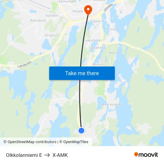 Olkkolanniemi  E to X-AMK map