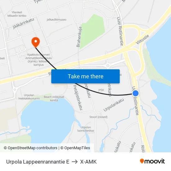 Urpola Lappeenrannantie  E to X-AMK map