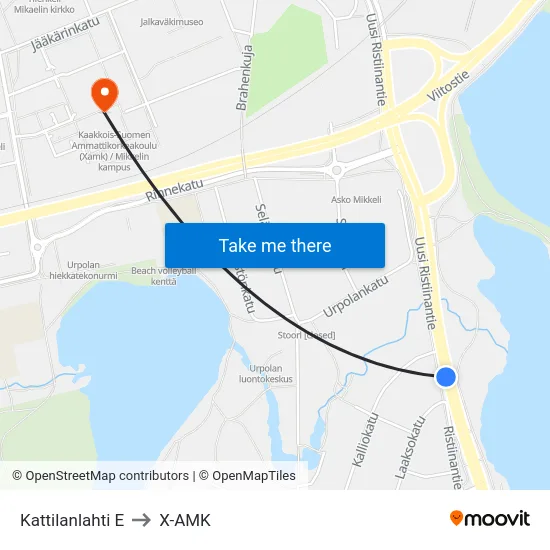 Kattilanlahti  E to X-AMK map