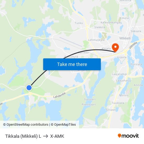 Tikkala (Mikkeli)  L to X-AMK map