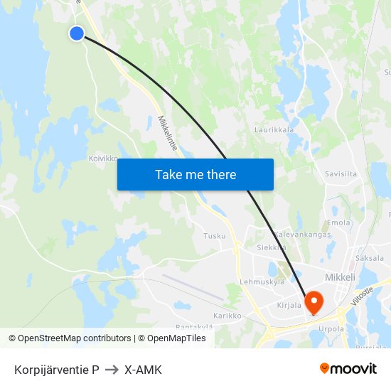 Korpijärventie  P to X-AMK map