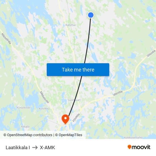 Laatikkala  I to X-AMK map