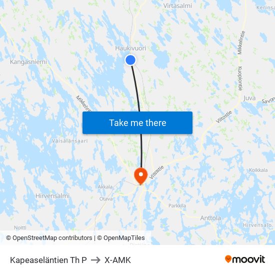 Kapeaseläntien Th  P to X-AMK map