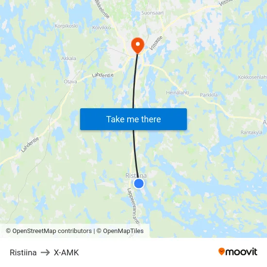 Ristiina to X-AMK map