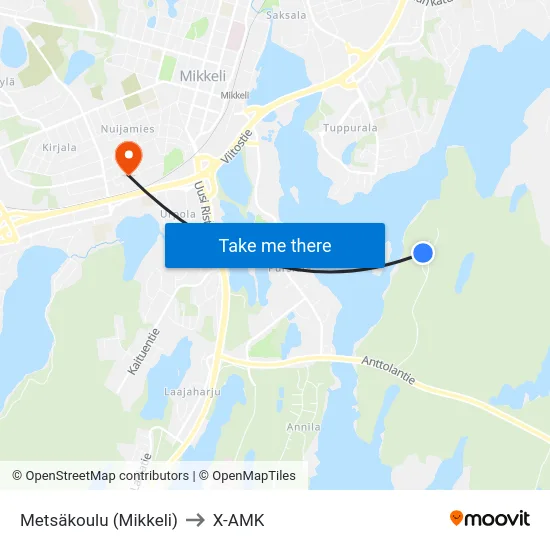 Metsäkoulu (Mikkeli) to X-AMK map
