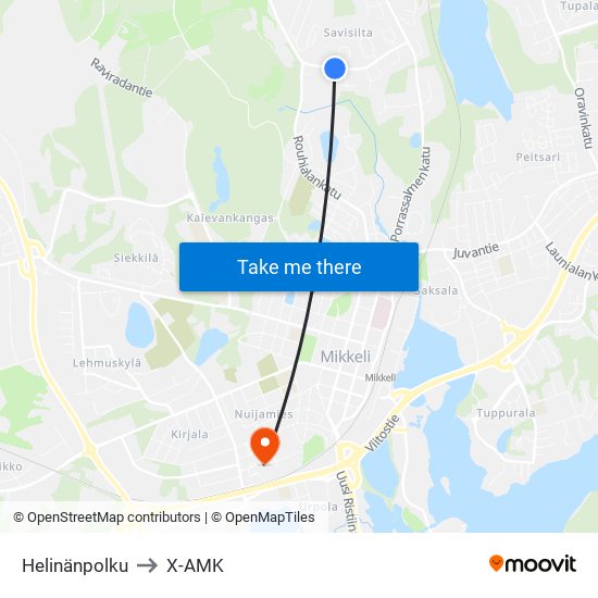 Helinänpolku to X-AMK map