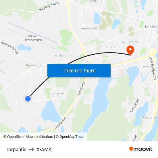 Torpantie to X-AMK map