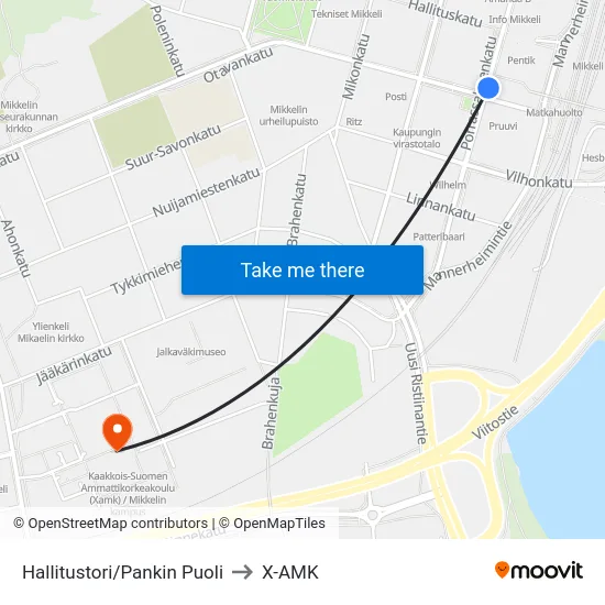 Hallitustori/Pankin Puoli to X-AMK map