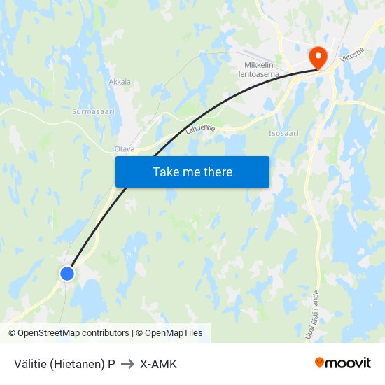 Välitie (Hietanen)  P to X-AMK map