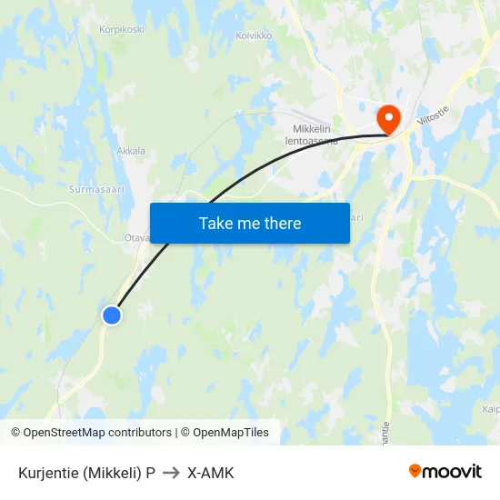 Kurjentie (Mikkeli)  P to X-AMK map