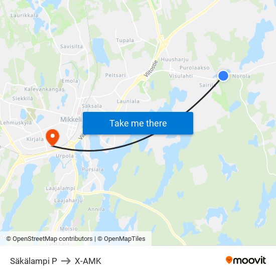 Säkälampi  P to X-AMK map