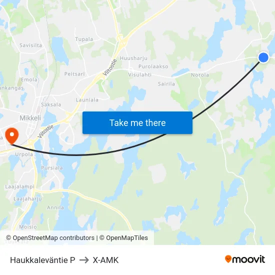 Haukkaleväntie  P to X-AMK map