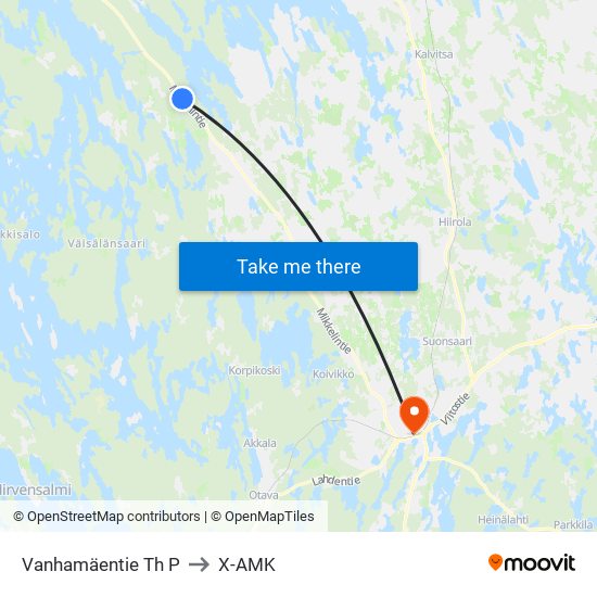 Vanhamäentie Th  P to X-AMK map