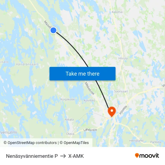 Nenäsyvänniementie  P to X-AMK map
