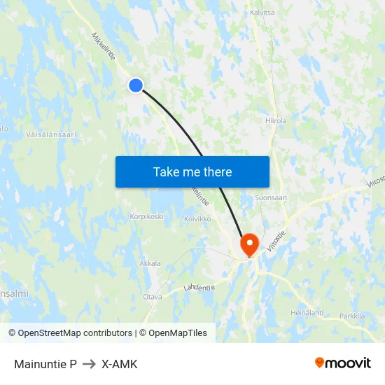 Mainuntie  P to X-AMK map