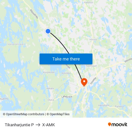 Tikanharjuntie  P to X-AMK map