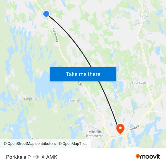 Porkkala  P to X-AMK map