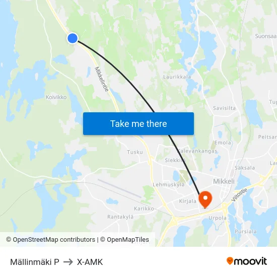 Mällinmäki  P to X-AMK map