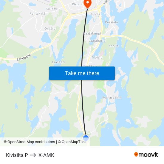 Kivisilta  P to X-AMK map