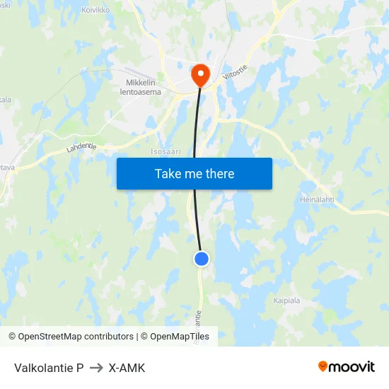 Valkolantie  P to X-AMK map
