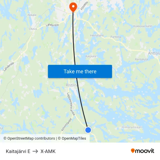 Kaitajärvi  E to X-AMK map
