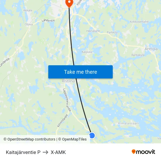 Kaitajärventie  P to X-AMK map