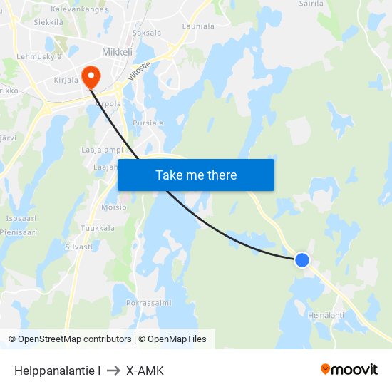 Helppanalantie  I to X-AMK map