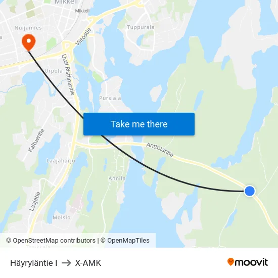 Häyryläntie  I to X-AMK map