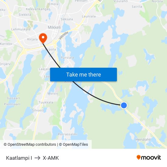 Kaatlampi  I to X-AMK map