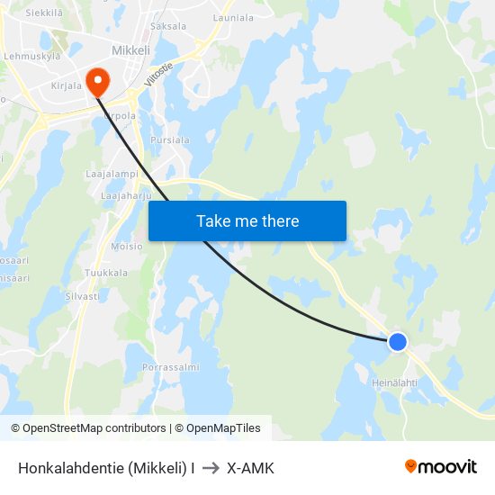 Honkalahdentie (Mikkeli)  I to X-AMK map