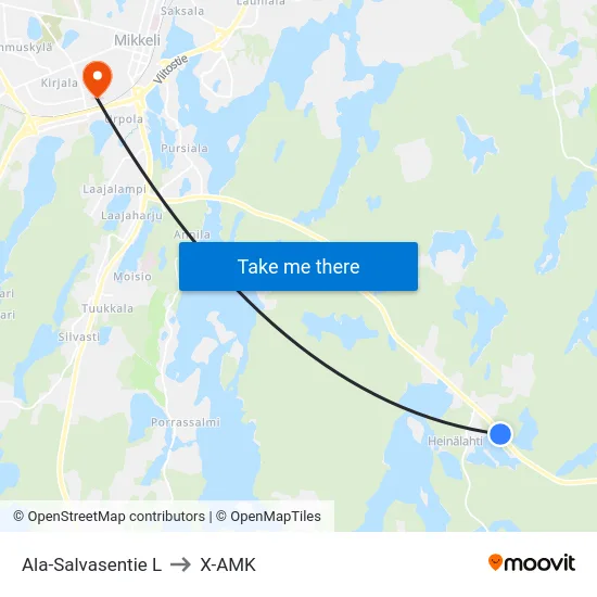 Ala-Salvasentie  L to X-AMK map